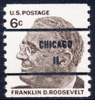 Chicago IL, 1305-81 Bureau Precancel, 6¢ coil Roosevelt