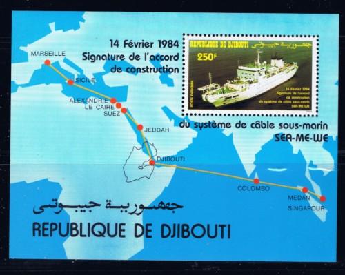 Djibouti C192 NH 1984 Ships and Map S/S 