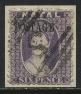 Natal QV 1869 6d violet overprinted Postage used
