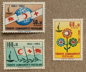 Turkey 1963 Red Cross, MNH.  Scott B95-B97, CV $1.25