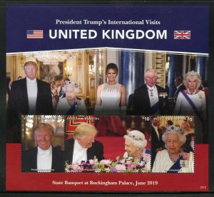 ANTIGUA   2021 PRESIDENT TRUMP VISITS UNITED KINGDOM  QEII SHEET MINT NH  