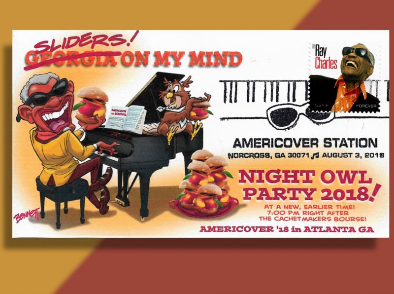 Ray Charles Tickles the Ivories & Eats Sliders at AmeriCover 18 Night Owl Party