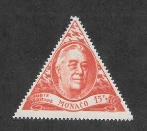 Monaco Scott CB6  Mint 15fr + 10fr semi-postal air mail stamp 2017 CV $2.25