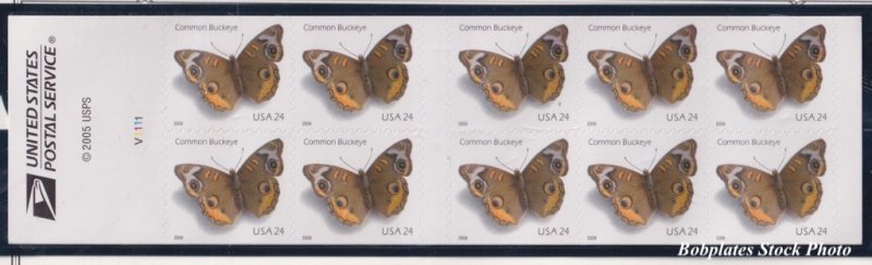 BOBPLATES #4001b Common Buckeye Booklet Pane of 10 VF NH SCV=$5