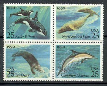 US Stamp #2508-11 MNH - Sea Creatures Se-Tenant Block of 4