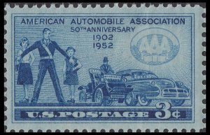 US 1007 American Automobile Association AAA 3c single MNH 1952