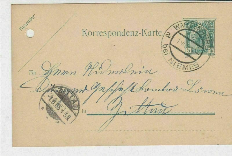 Austria 1905 Wartenberg Niemes Cancel Stamps Card ref R 19499