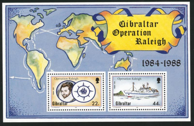 Gibraltar Scott 539 MNH** 1988 Operation Raleigh sheet