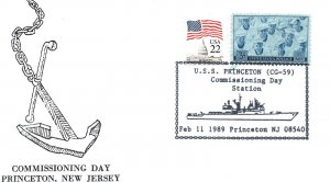 US EVENT SPECIAL PICTORIAL POSTMARK U.S.S. PRINCETON (CG-59) COMMISSIONING 1989