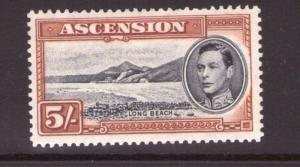 ASCENSION George VI SG46a 5/- Blk/yellow-brown ,single, multi-colour L/hinged