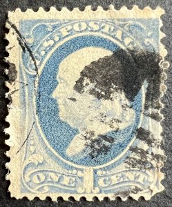 Scott#: 145 - Benjamin Franklin, w/o Grill 1¢ 1870 used single stamp - Lot 16