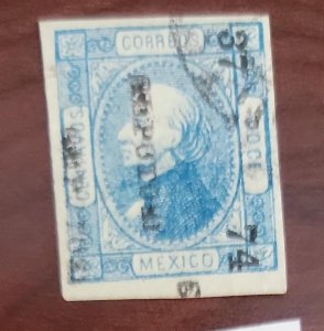 O) 1874 MEXICO, POTOSI, HIDALGO 12C BLUE, WITH OVERPRINT  DISTRICT - DOUBLE NAME