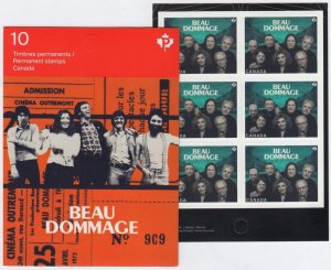 BEAU DOMMAGE = Canadian Recording Artists =One BKL Page of 6 stamps Canada 2013