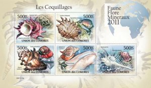 Comoro Islands 2011 SHELLS Sheet Perforated Mint (NH)