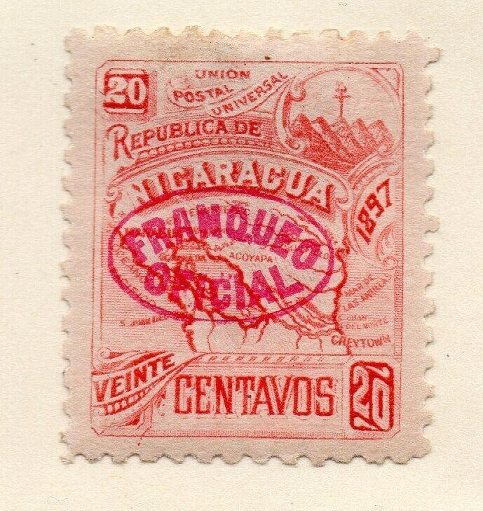 Nicaragua 1897 Early Issue Fine Mint Hinged 20c. Official Optd 323796