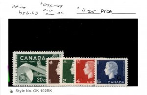 Canada, Postage Stamp, #O45-O49 Mint Hinged, 1956 Official (AH)