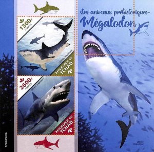 A7171 - TCHAD, Error, 2020, MISPERF MINIATURE SHEET: Sharks, Prehistoric Marine