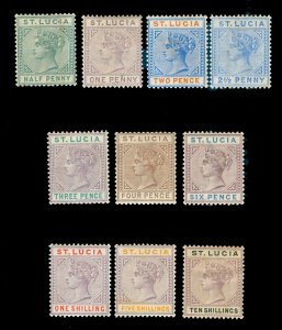 MOMEN: ST. LUCIA SG #43-52 1891-8 MINT OG H LOT #60361