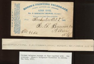 House's Printing Telegraph Albion Office 1852 Cover with Matching Tape!! LV6460