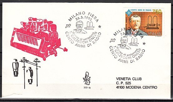 Italy, Scott cat. 1928. Radio Centenary issue. First day cover. ^