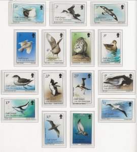 SOUTH GEORGIA Sc 109-23 MNH issue of 1987 - BIRDS