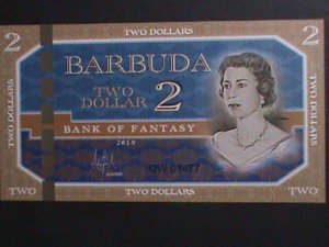 ​BARBUDA -COLLECTIBLE TWO DOLLARS UNCIRCULATED-POLYMAR-NOTE VERY FINE