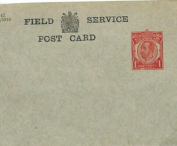 GB WW1 KGV Unused Stationery Card FIELD SERVICE FCP2 Bluish-Grey c1914 AD134