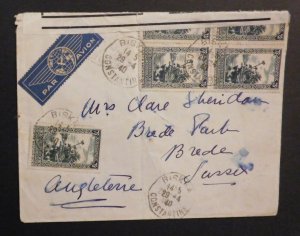 1940 Algeria Censored Airmail Cover Biskra Constantine to Sussex England
