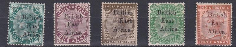 BRITISH EAST AFRICA  1895  S G 49 - 54  VARIOUS VALUES TO 3A MH ODD TONE SPOT