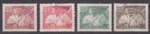 Poland 1950 Groszy overprint on Scott #460-463 MH