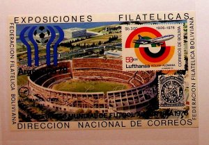 BOLIVIA Sc 581(NOTE1) NH SOUVENIR SHEET OF 1978 - AVIATION- SOCCER WORLD CUP