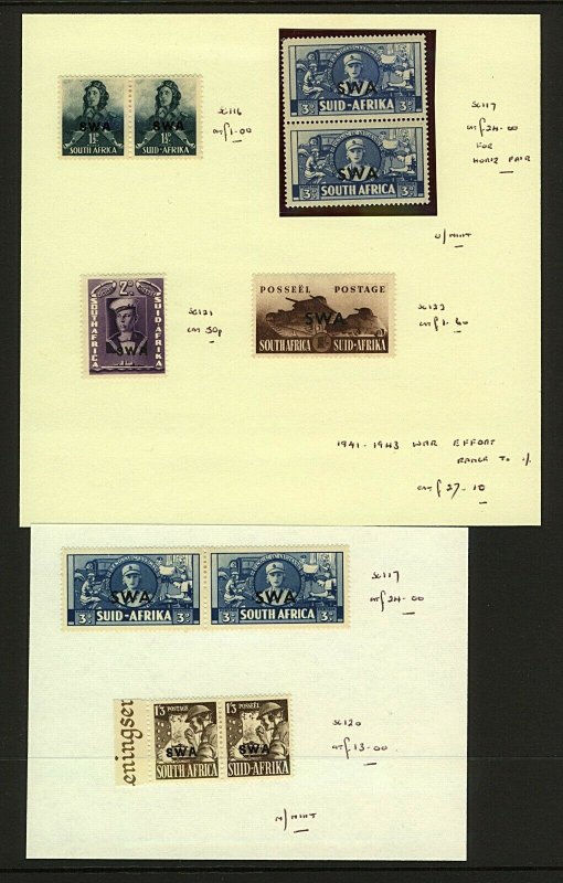 South West Africa 1941 War Effort (with SWA overprint) range of issues in Stamps