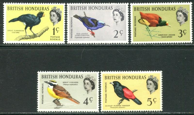 BRITISH HONDURAS Sc#167-171 1962 1c-5c QEII Birds Part Set OG Mint Hinged