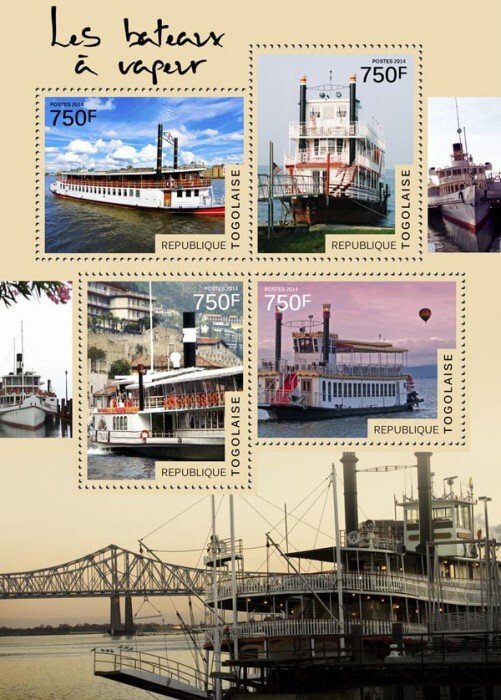 TOGO - 2014 - Steamboats - Perf 4v Sheet - Mint Never Hinged