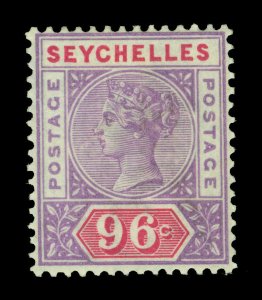 British Colonies - SEYCHELLES Islands 1890 Victoria 96c vio & car Sc# 18 mint MH