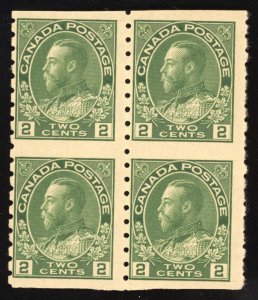 Canada Scott 128a Block of 2x2 Mint LH, NH, NH, NH OG 1922 T721 bhmstamps