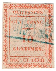 (I.B) France Colonial Revenue : Guyana Receipt 10c