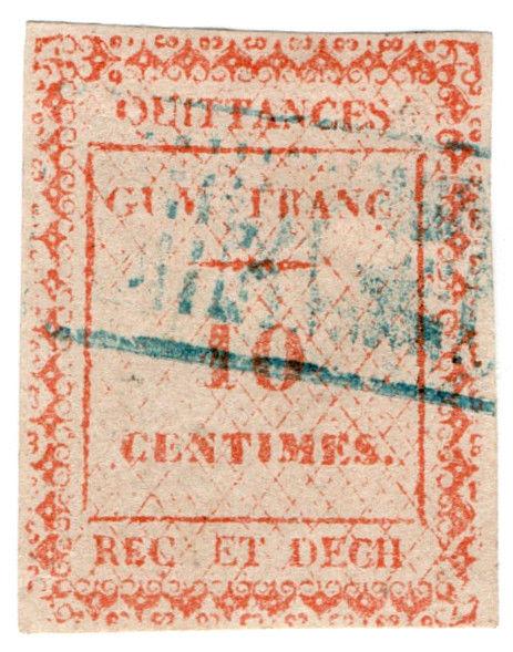 (I.B) France Colonial Revenue : Guyana Receipt 10c