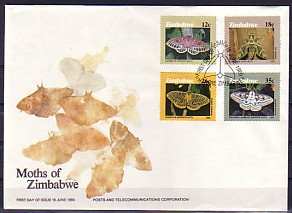 Zimbabwe, Scott cat. 529-532. Moths issue. First day cover.