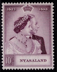 NYASALAND PROTECTORATE GVI SG162, 10s mauve, LH MINT. Cat £18.