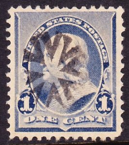 Scott 219, Used, Small Circle of V's Fancy Cancel, Small Flts