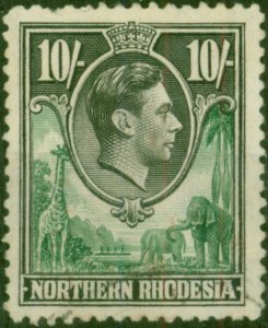 Northern Rhodesia 1938 10s Green & Black SG44 Good Used