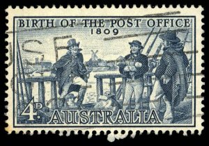 AUSTRALIA Sc 332 USED - 1959 4p -  Birth of Post Office - Postmaster I. Nichols