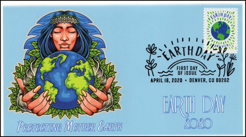 20-082, 2020, Earth Day, Pictorial Postmark, First Day Cover, Mother Earth