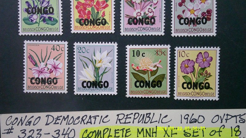 Congo Dem. Rep. 1960 OVPTS. Scott# 323-340 complete MNH XF set of 18