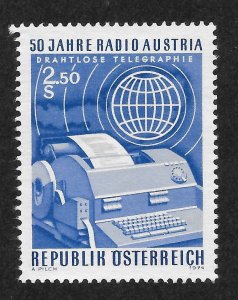 Austria Scott 979 Unused H - 1974 Radio Austria 50th Anniv - SCV $0.55