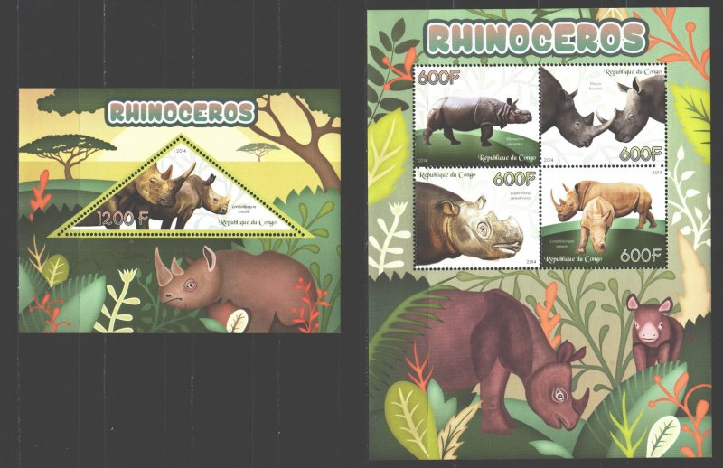 Brazzaville. 2014. Rhino fauna. MNH.