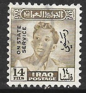 Iraq O145: 14f King Faisal II overprint, used, F-VF