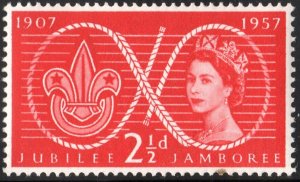 Great Britain #334 2½d World Scout Jubilee Jamboree (1957) MNH*