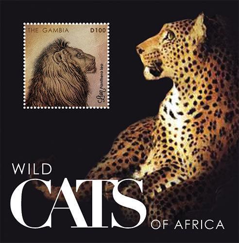 Gambia - Wild Cats of Africa- souvenir sheet MNH